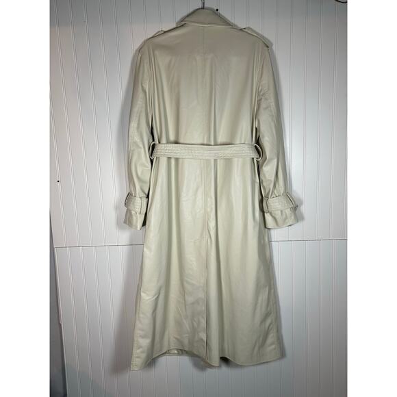 Zara Belted Faux Leather cream Trench Coat size medium oversize NWT  - Picture 7 of 16